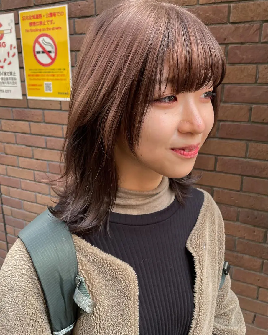 ミディアム カラー ベージュカラー ウルフカット カット ヘアカラー トリートメント ヘアセット センスをお届けします 大谷将生infpのヘアスタイル