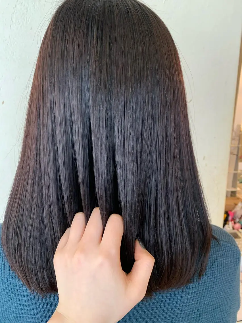 セミロング 近鉄奈良 カラー　うのさくらのヘアスタイル
