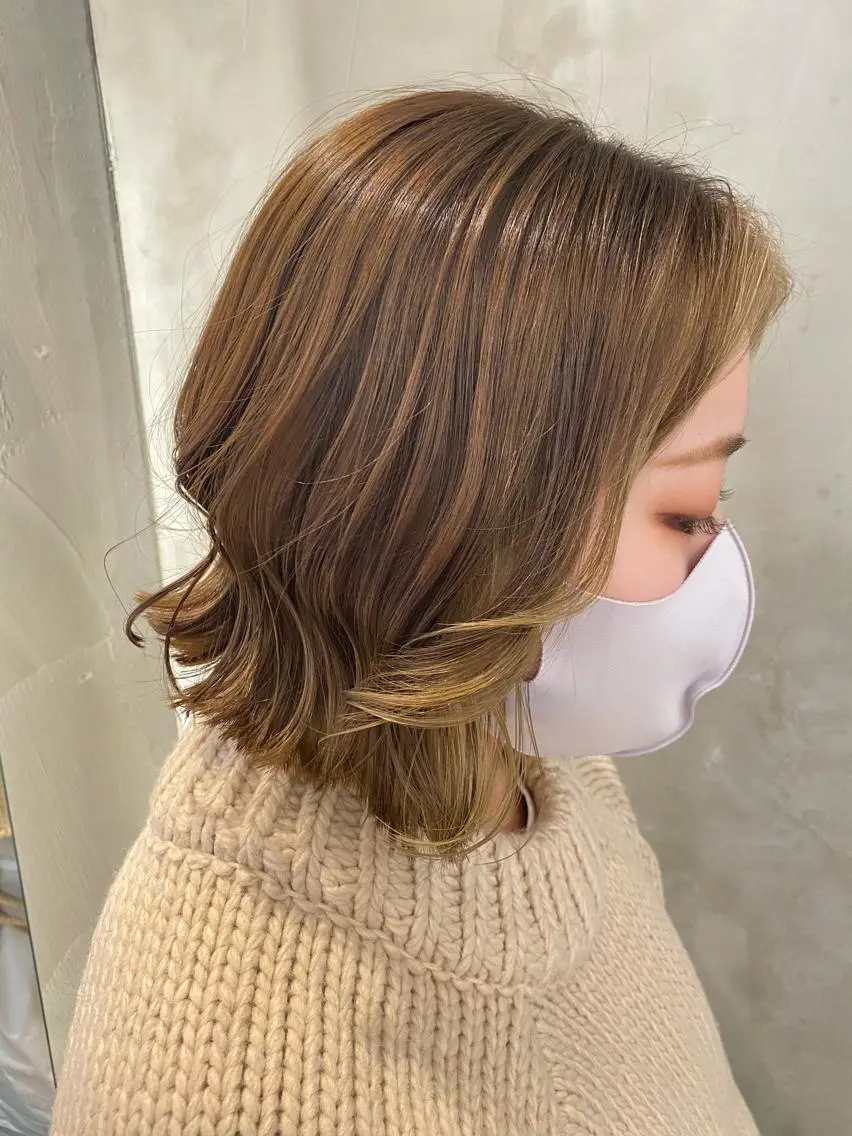 ミディアム ミストバング カット ヘアカラー トリートメント 新宿/顔周りカット +レイヤー＝しずく♩のヘアスタイル