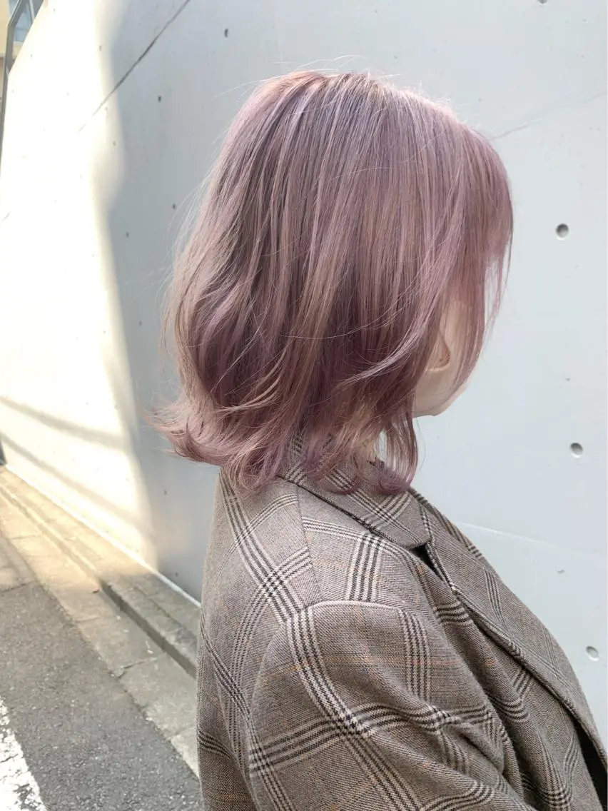 セミロング カラー アッシュ ピンクカラー ピンクアッシュ ヘアカラー 垢抜けヘア♡柔らかい カラー/mihoのヘアスタイル