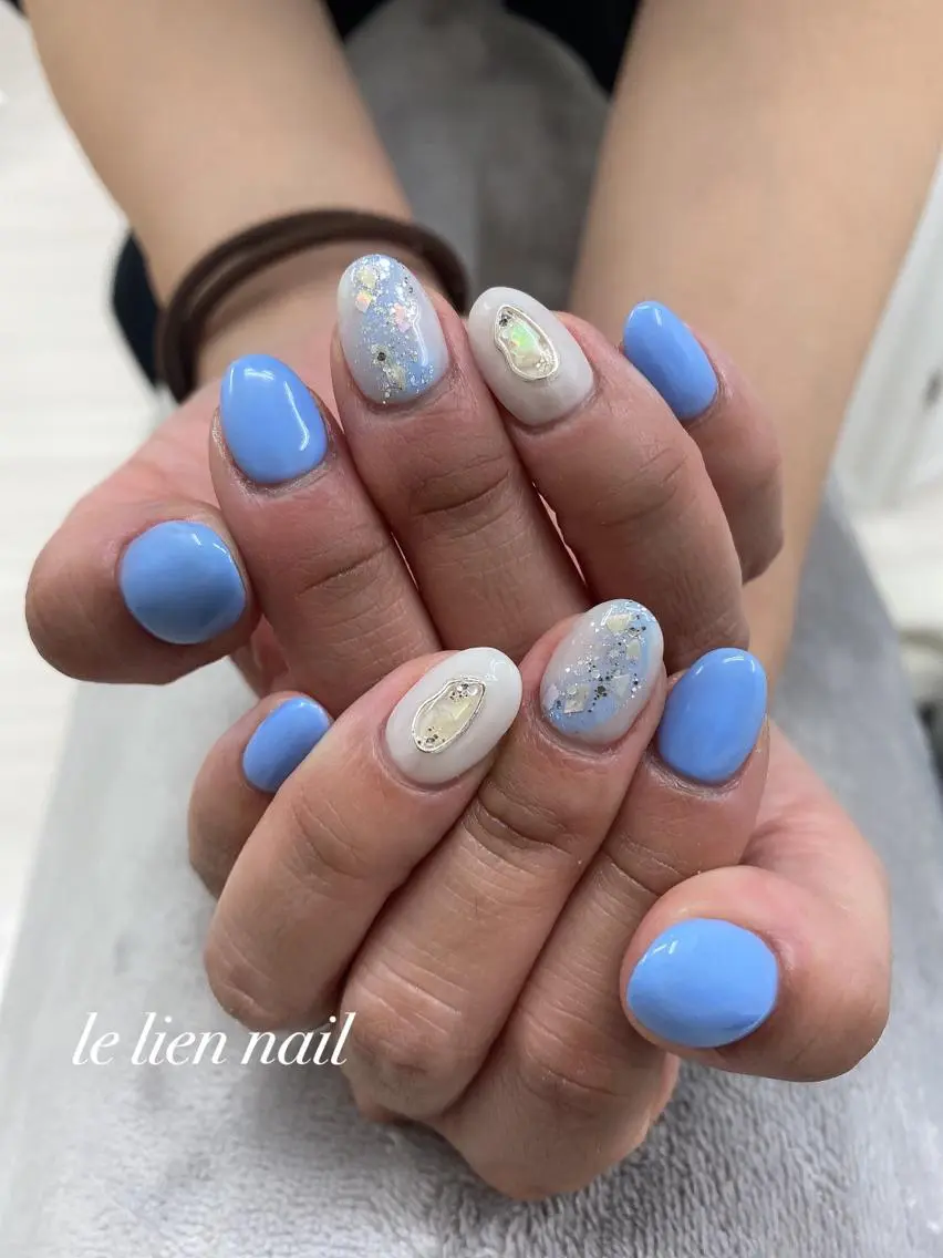 ネイル アートネイル ブルー le lien nailのネイルデザイン