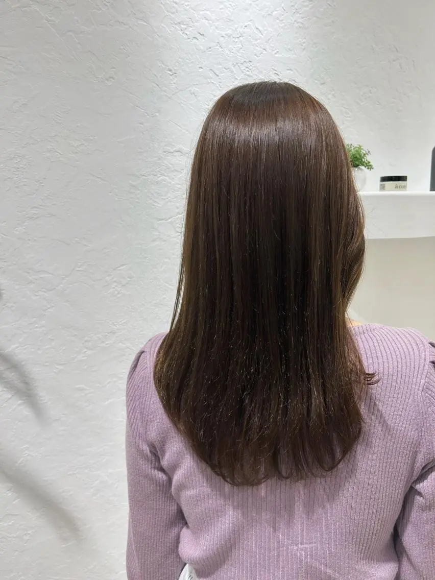 ロング カラー ブラウンカラー オリーブブラウン ながい りなのヘアスタイル