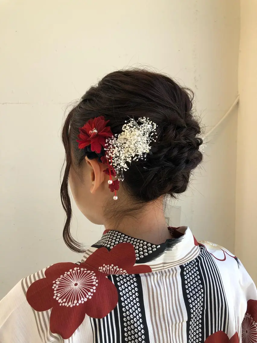 ミディアム ヘアアレンジ 浴衣 un 溝の口 伊豆本のマツエク・マツパデザイン