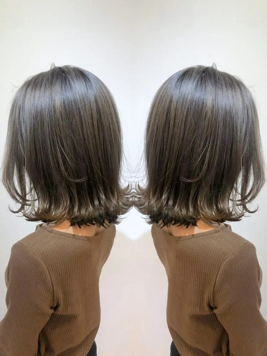 ミディアム カット ヘアカラー トリートメント 新宿/顔周りカット +レイヤー=しずく♩のヘアスタイル