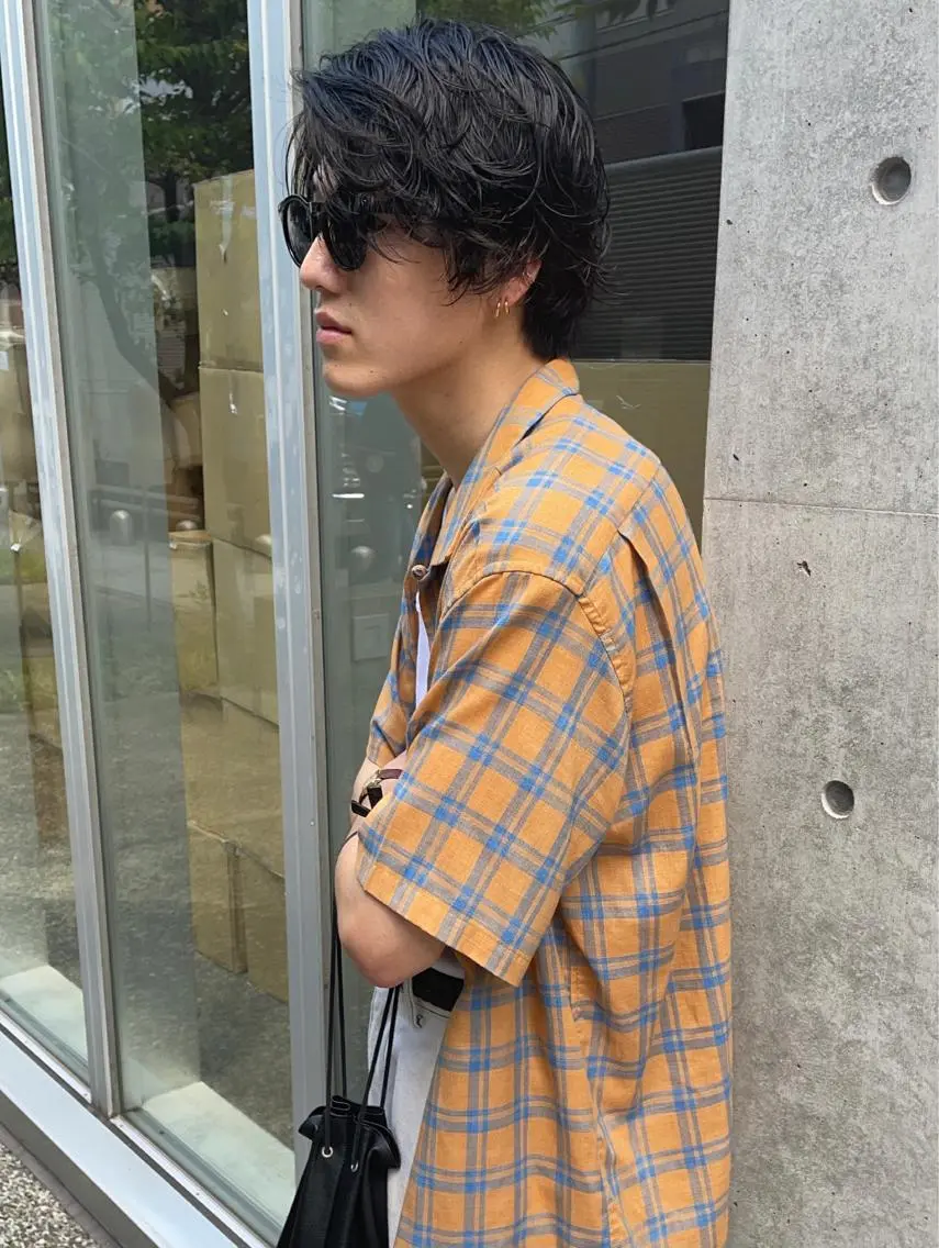 ショート パーマ メンズ 田中 碧のヘアスタイル