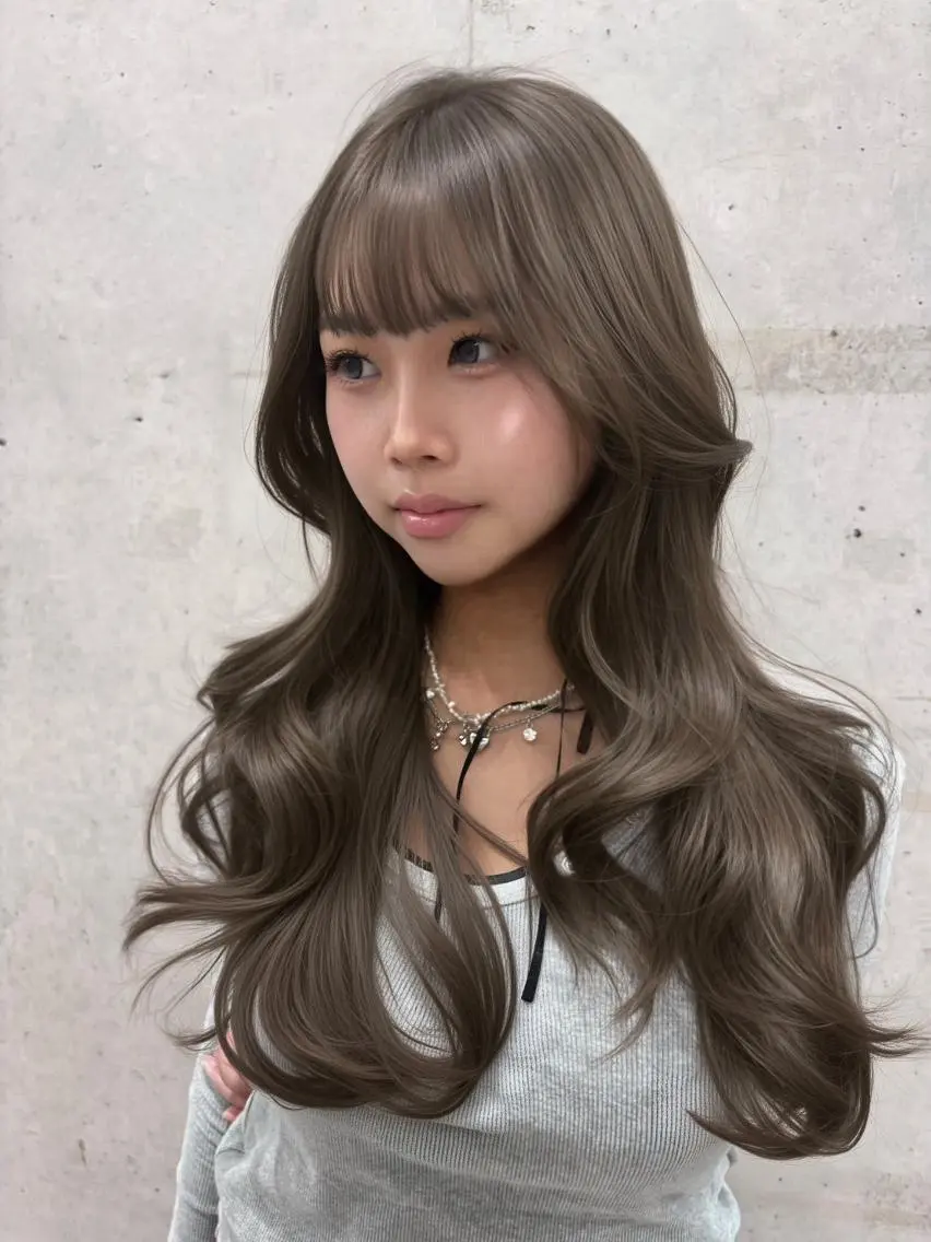 カラー 透明感カラー グレージュ オリーブグレージュ オリーブグレー ヘアカラー 韓国ヘア💖Wカラー 💖透明感カラー💖のヘアスタイル