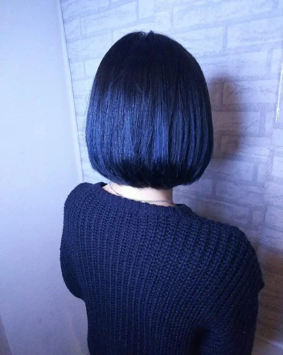 ミディアム カラー ブルーカラー ネイビーカラー RU RIのヘアスタイル