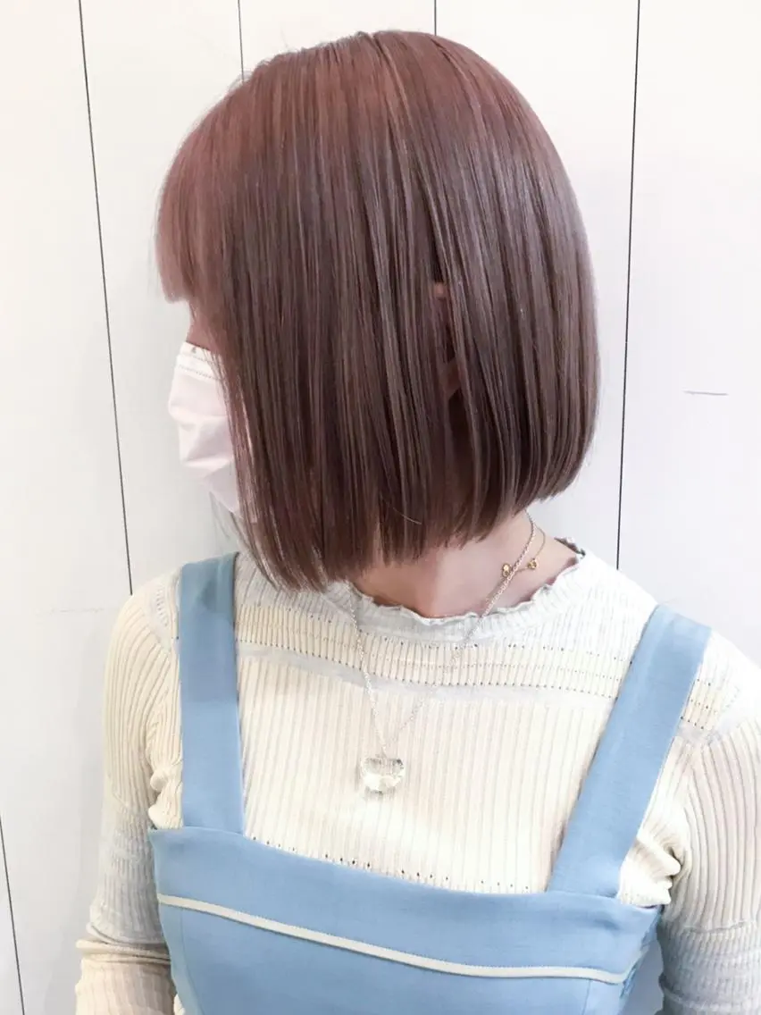 ミディアム カラー パーマ ヘアアレンジ ベージュカラー ボブ ITbyALBUM 八王子店のヘアスタイル