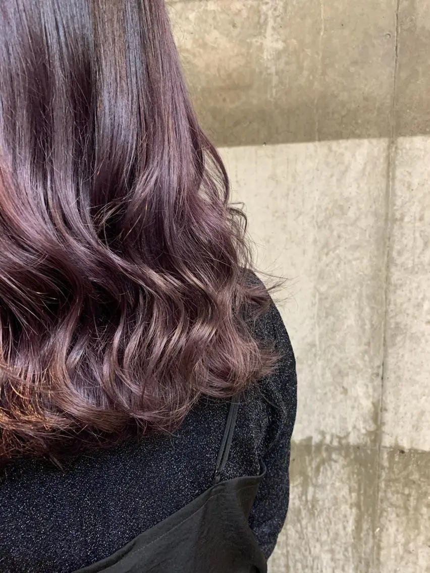 セミロング カラー ヘアアレンジ ラベンダーカラー 前髪似合わせ | yukaのヘアスタイル