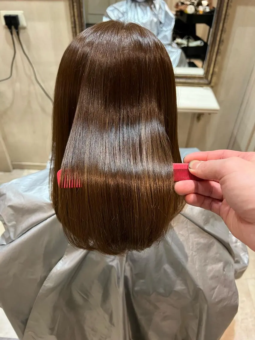 ミディアム 縮毛矯正 カット ヘアカラー トリートメント 鈴木 優一のヘアスタイル
