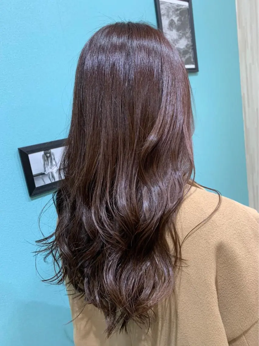 セミロング パープルカラー カット ヘアカラー トリートメント ヘッドスパ 縮毛矯正の達人 ☆ 松本のヘアスタイル