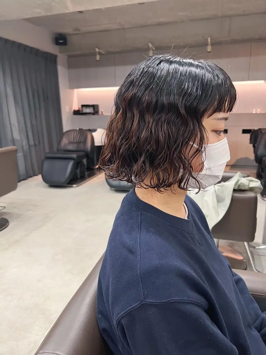 ショート パーマ カット パーマ トリートメント ボブパーマコテ巻き風 パーマNo1深江秀平のヘアスタイル