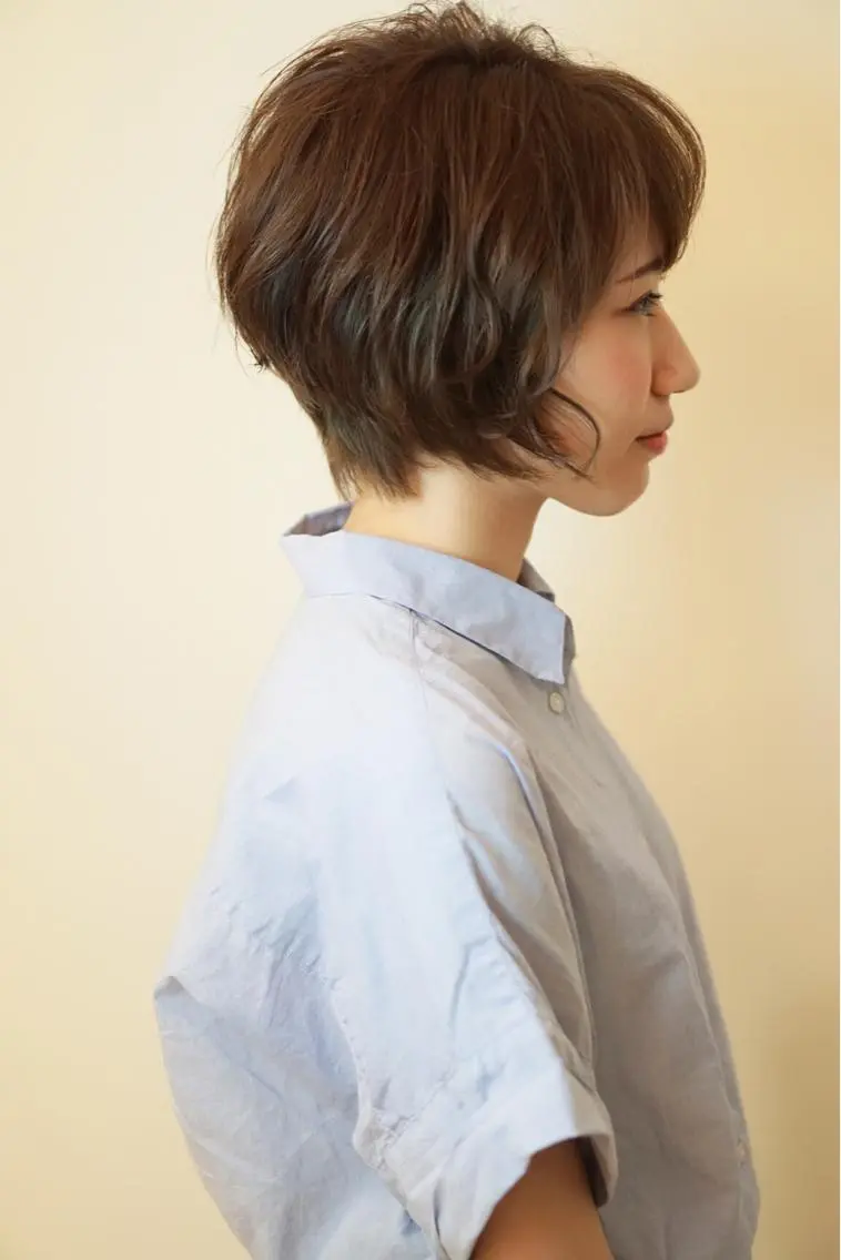 ショート カラー パーマ ショートボブ ブラウンカラー ボブ くせ毛 ショートヘア ディレクター ノナカのヘアスタイル
