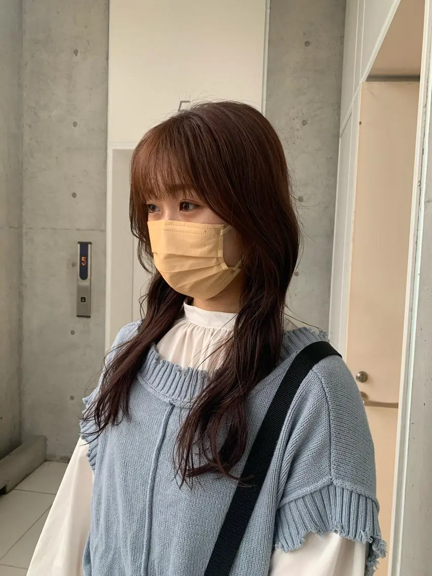 ロング カラー ブラウンカラー ピンクカラー ピンクブラウン エギョモリ 顔まわりレイヤー yukari/ 立川美容室のヘアスタイル