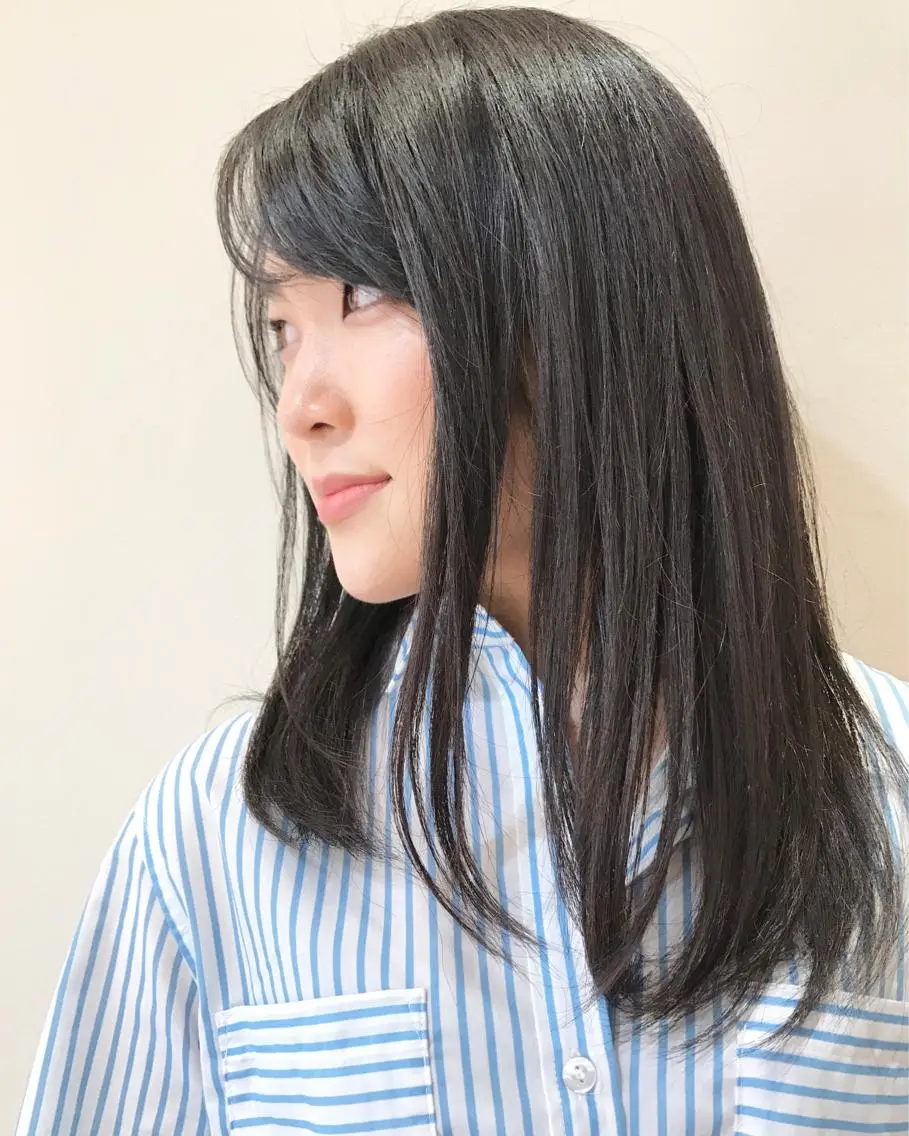 セミロング パーマ ストレートパーマ タジマ ヤスヒサのヘアスタイル