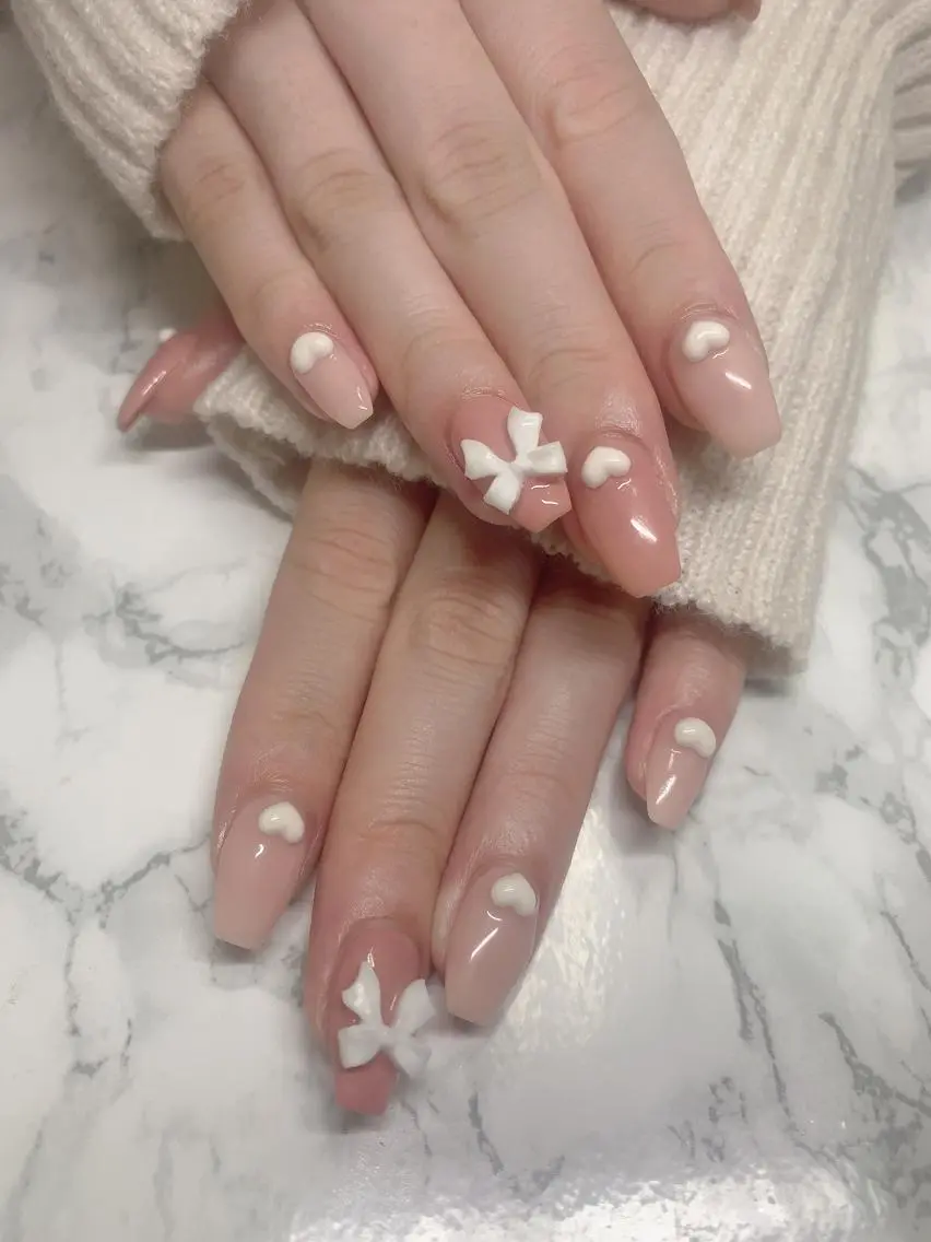ネイル ハンドネイル はな💎ネイル ワンホン、長さ出しのネイルデザイン