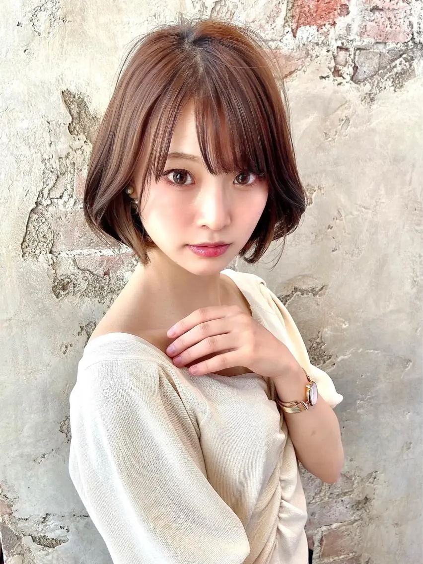 ミディアム カラー パーマ ヘアアレンジ ボブ 韓国風ヘア 似合わせカット 🌈小顔似合わせ SHIHO🌈のヘアスタイル