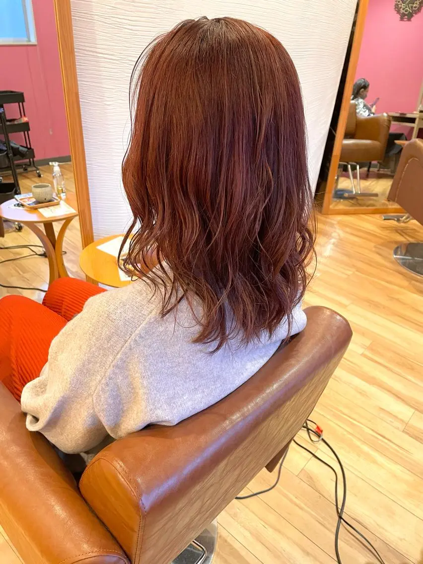 ミディアム カラー レッドカラー カット ヘアカラー トリートメント ヘッドスパ 北九州美容室 🕊️わかな✂︎のヘアスタイル