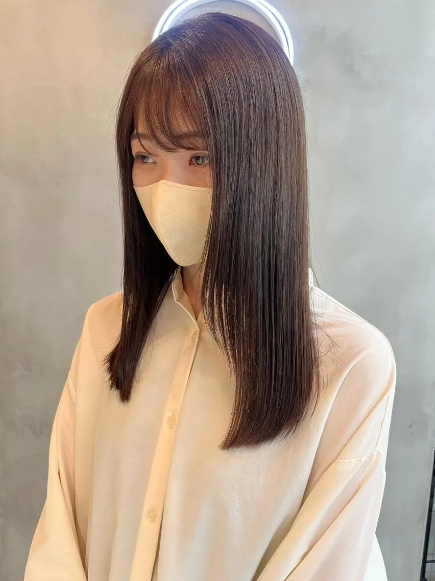 ロング カット ヘアカラー トリートメント 縮毛矯正ボブ&顔まわ レイヤー♡TOMOEのヘアスタイル