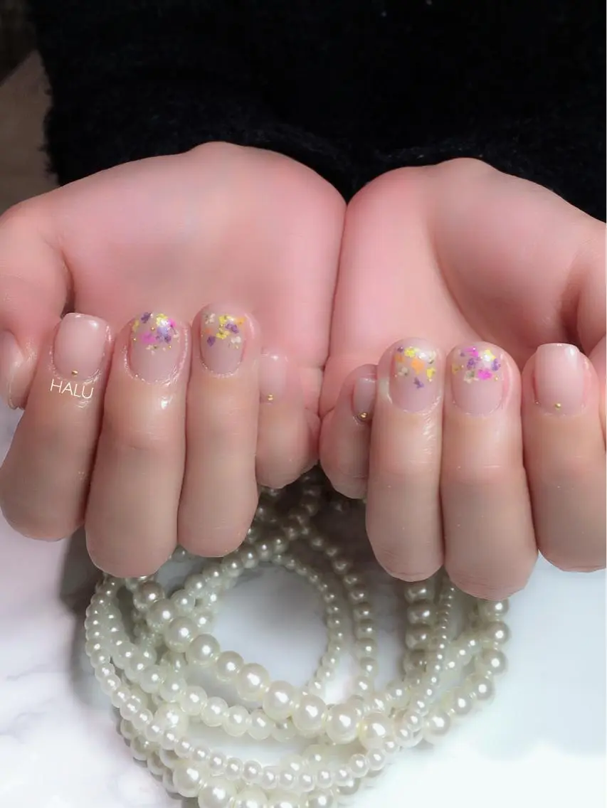 ネイル 入学式 ガーリー 卒業式 シンプルネイル HALU ハルのネイルデザイン