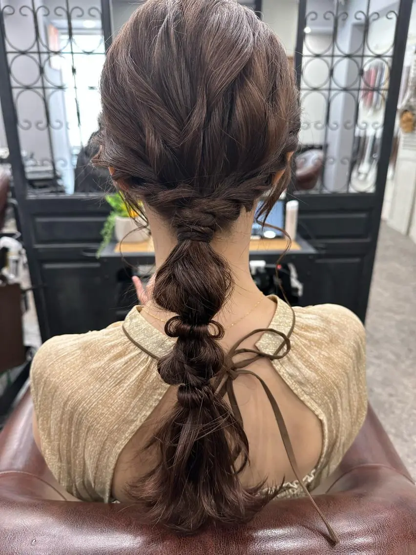 ロング ヘアアレンジ ポニーテール デート 簡単アレンジ 韓国風ヘア 浴衣 韓国メイクサロン YUKINA東京のその他イメージ