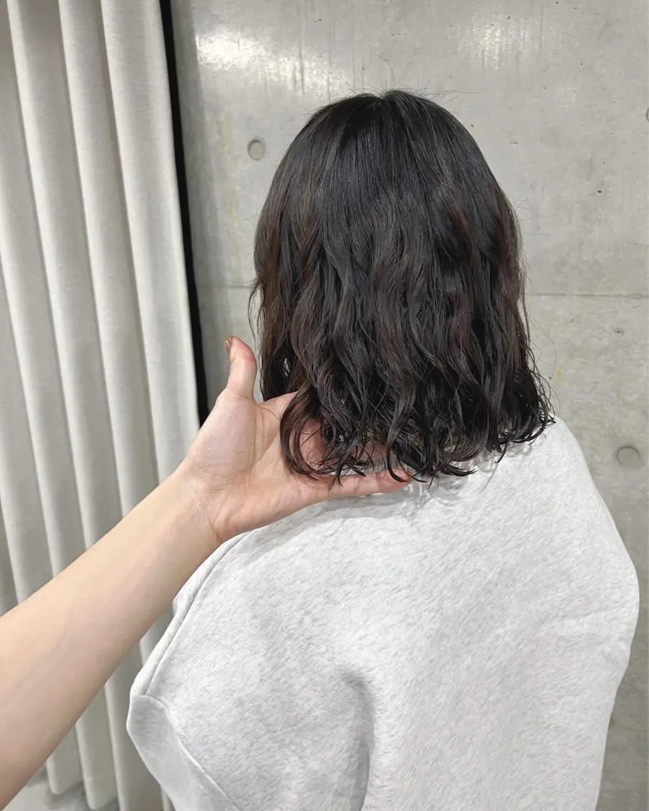 ショート パーマ カット ヘアカラー パーマ ボブパーマコテ巻き風 パーマNo1深江秀平のヘアスタイル