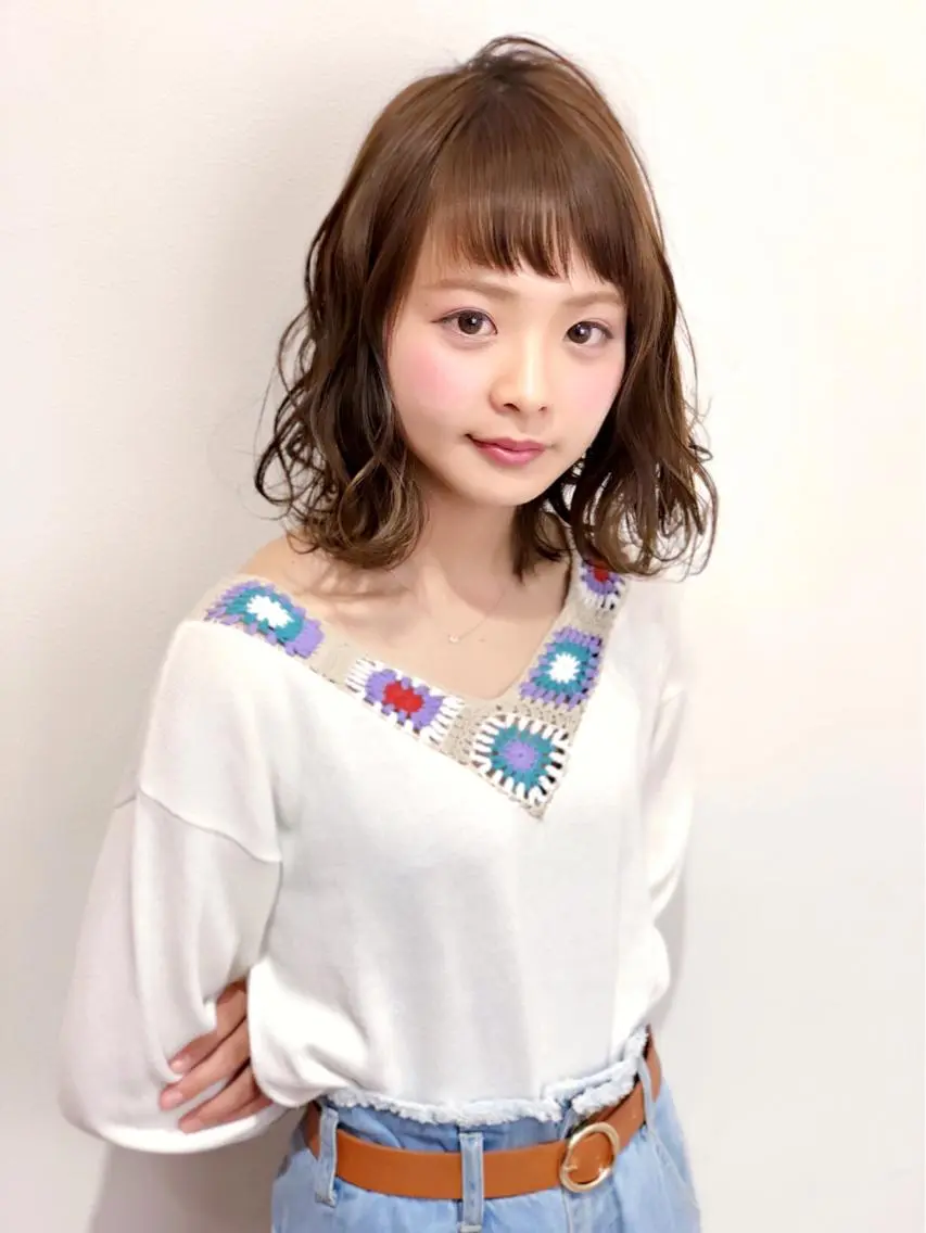 ミディアム カラー パーマ ミディアムパーマ ボブ ディレクター ノナカのヘアスタイル
