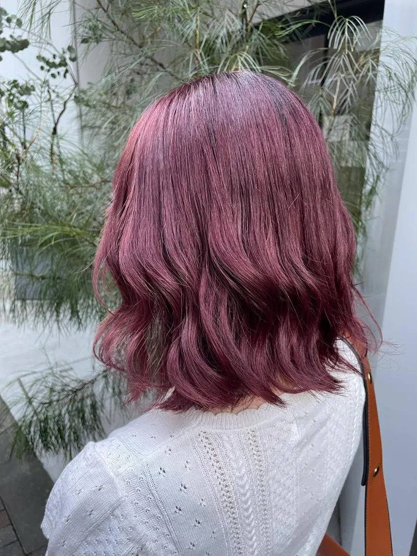 ミディアム カラー ヘアアレンジ ヘアカラー トリートメント ヘアセット ピンク・ベージュ🩰 カラー🫧とらのヘアスタイル
