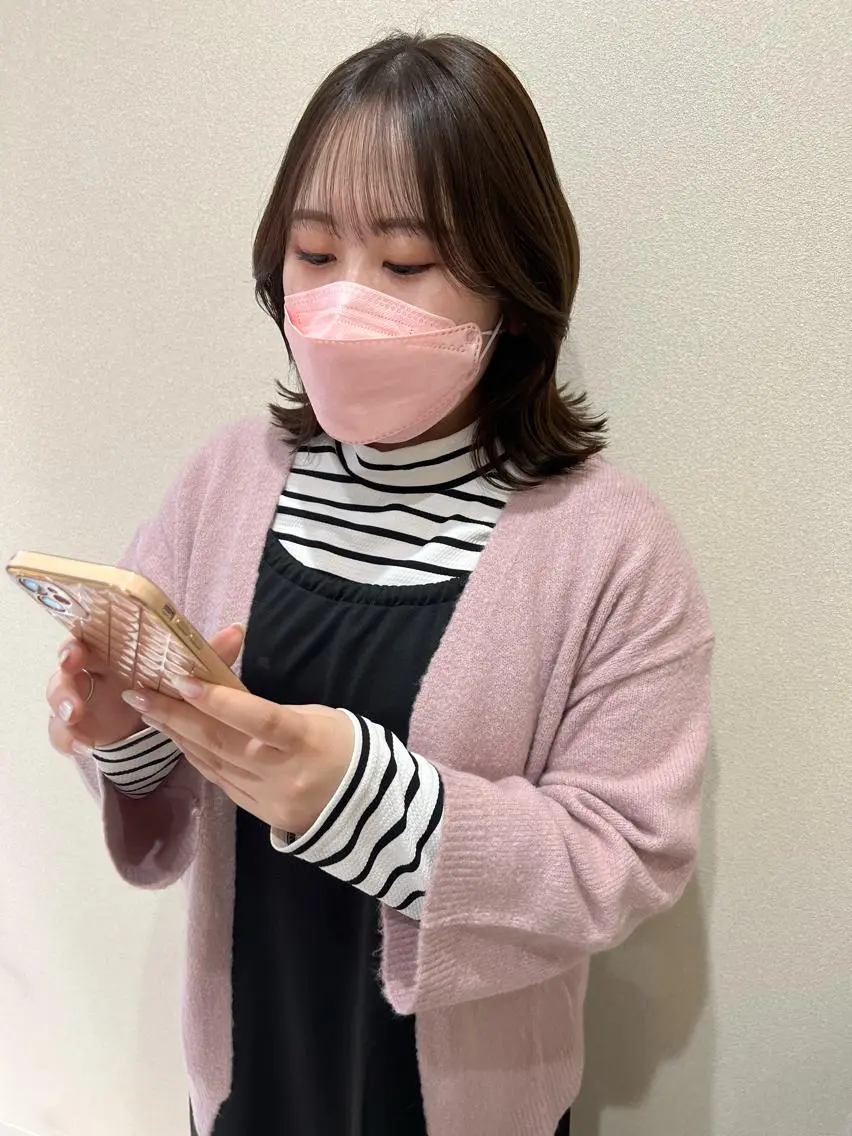 ミディアム カラー ベージュカラー オリーブベージュ エギョモリ 外国人対応 佐久間のヘアスタイル