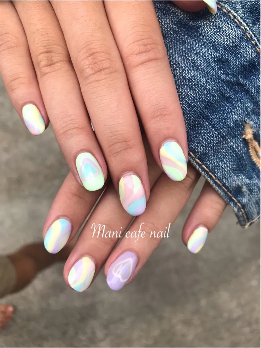 ネイル パステルネイル ハンドネイル Mani cafe nailのネイルデザイン
