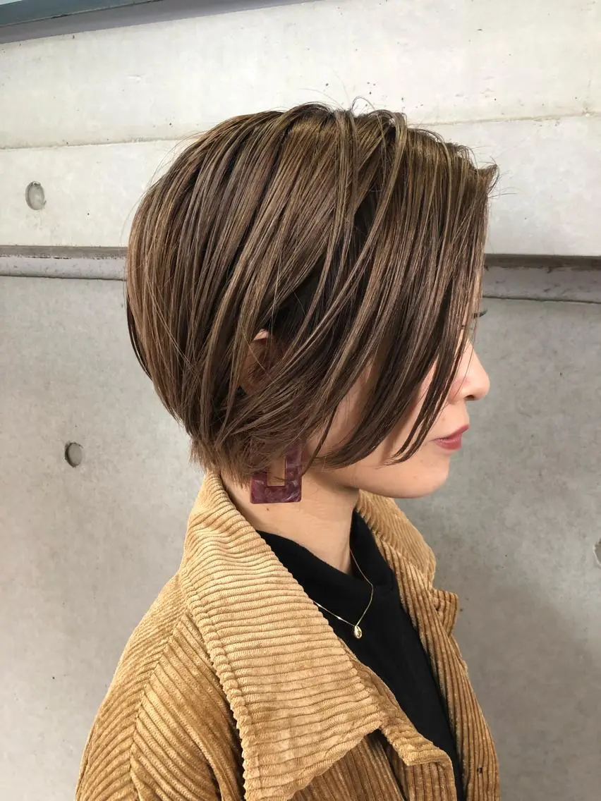 ショート カラー パーマ ヘアアレンジ 【白髪ぼかし 専門GBG】自由が丘のヘアスタイル