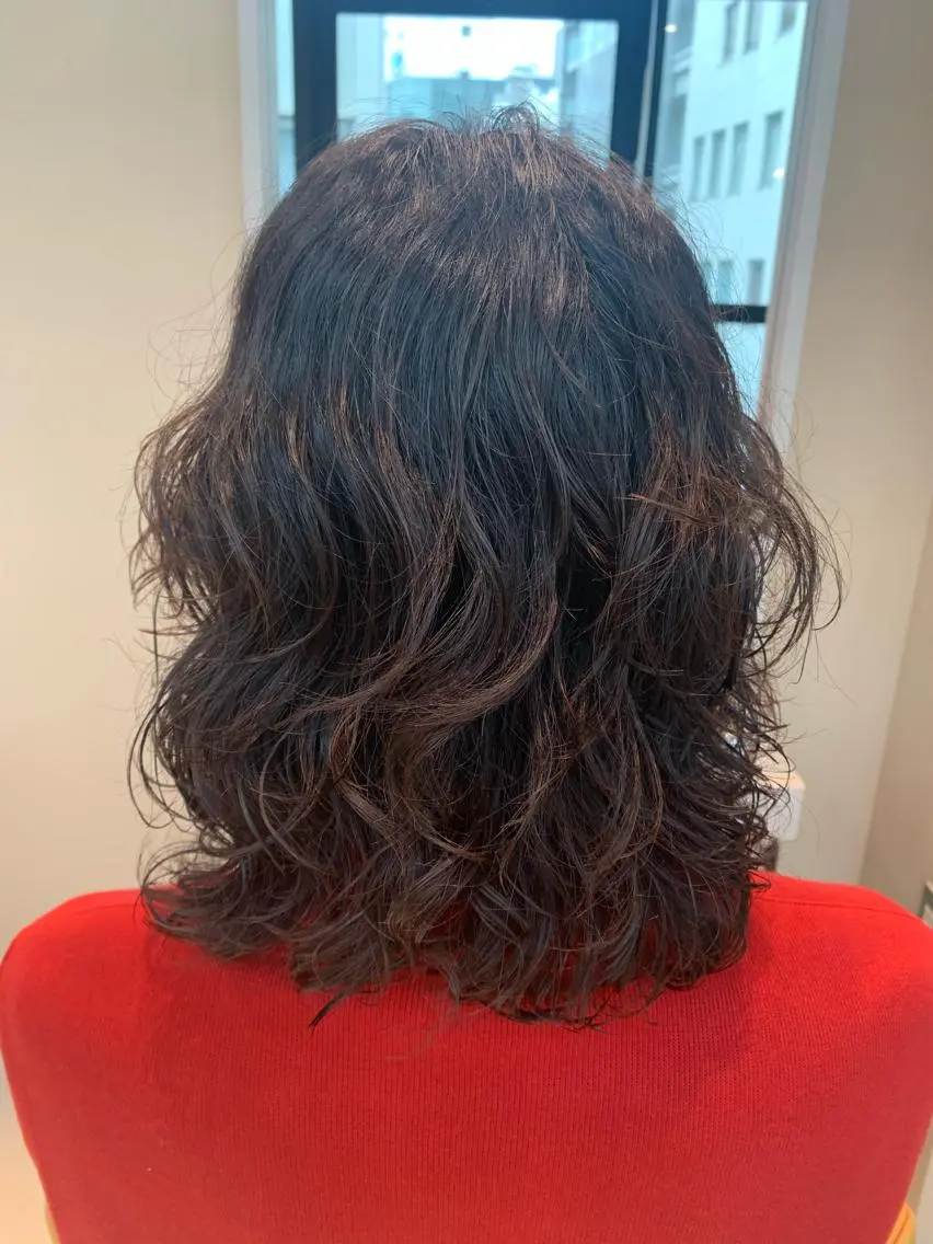 セミロング パーマ メンズ ボブパーマコテ巻き風 パーマNo1深江秀平のヘアスタイル