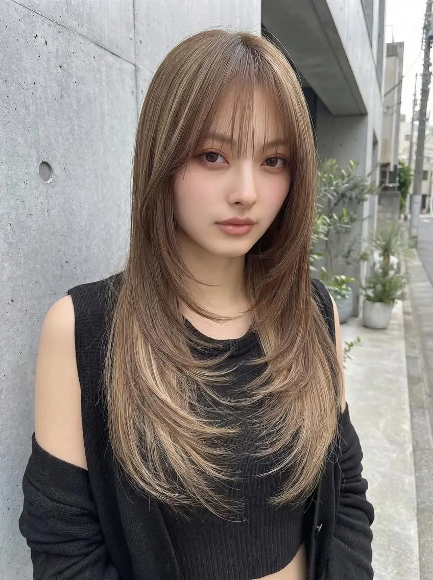 ロング カラー カット 縮毛矯正 トリートメント 吉野 悠斗のヘアスタイル