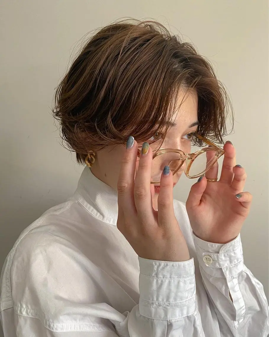 ショート パーマ ショートボブ ハンサムショート ボブ ショートヘア ウルフカット 【骨格診断カット】 .のヘアスタイル