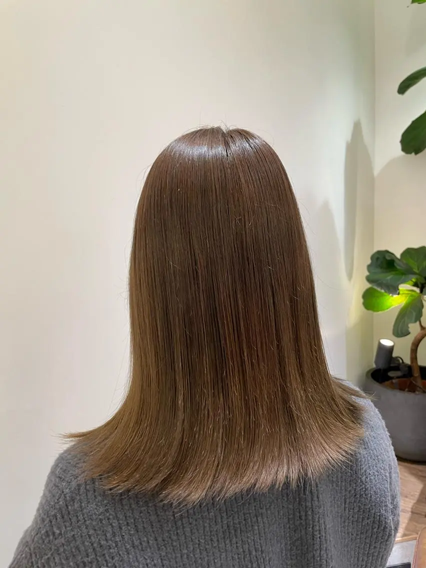 カラー ベージュカラー オリーブベージュ イシバシ ミナミのヘアスタイル
