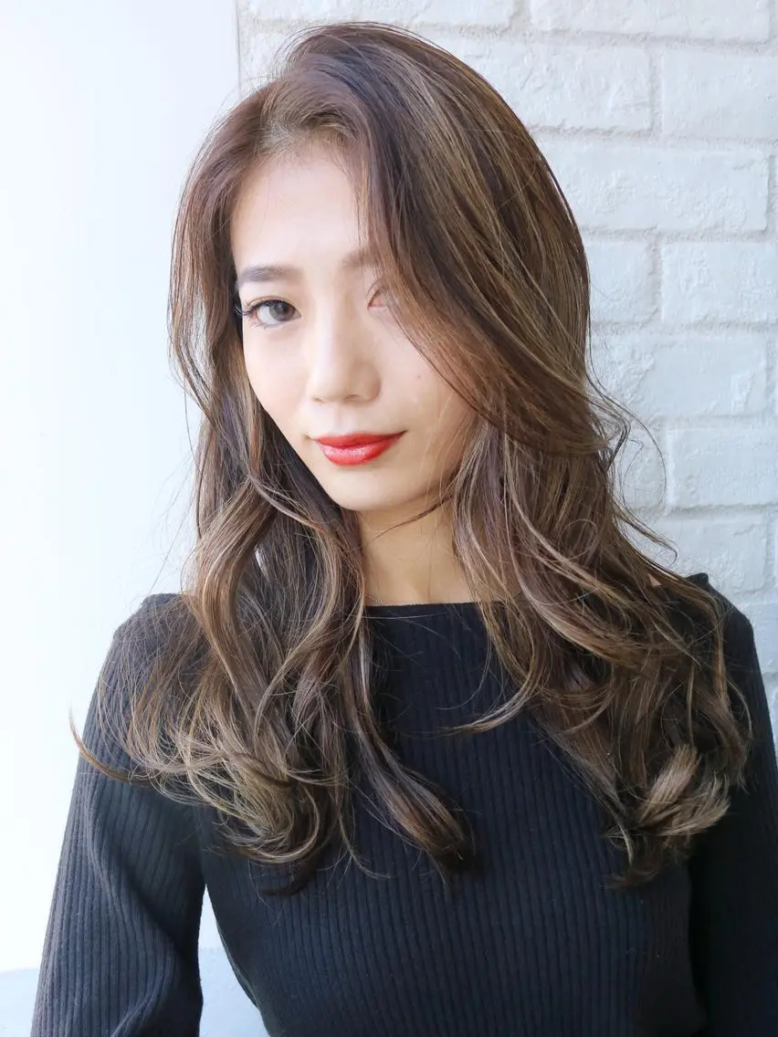 セミロング カラー パーマ ヘアアレンジ 顔周りカット ITbyALBUM 中野店のヘアスタイル