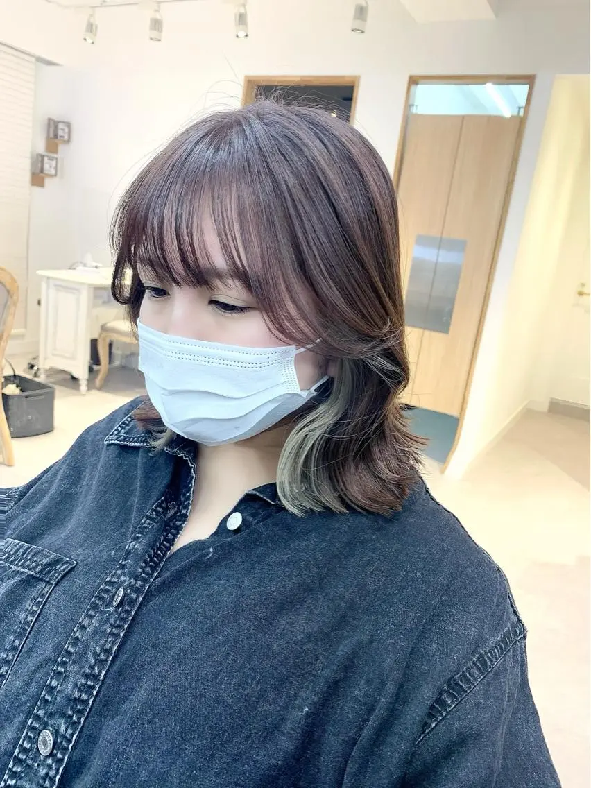ミディアム カラー パーマ ヘアアレンジ メンズ キッズ ネイル マツエク・マツパ アイブロウ カット ヘアカラー 似合せレイヤー/ 柔らか透明感カラーのヘアスタイル
