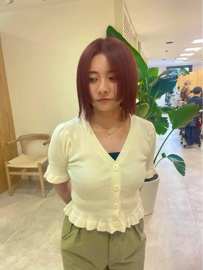 ミディアム カット ヘアカラー トリートメント minatsu 東京の技術を京都でのヘアスタイル