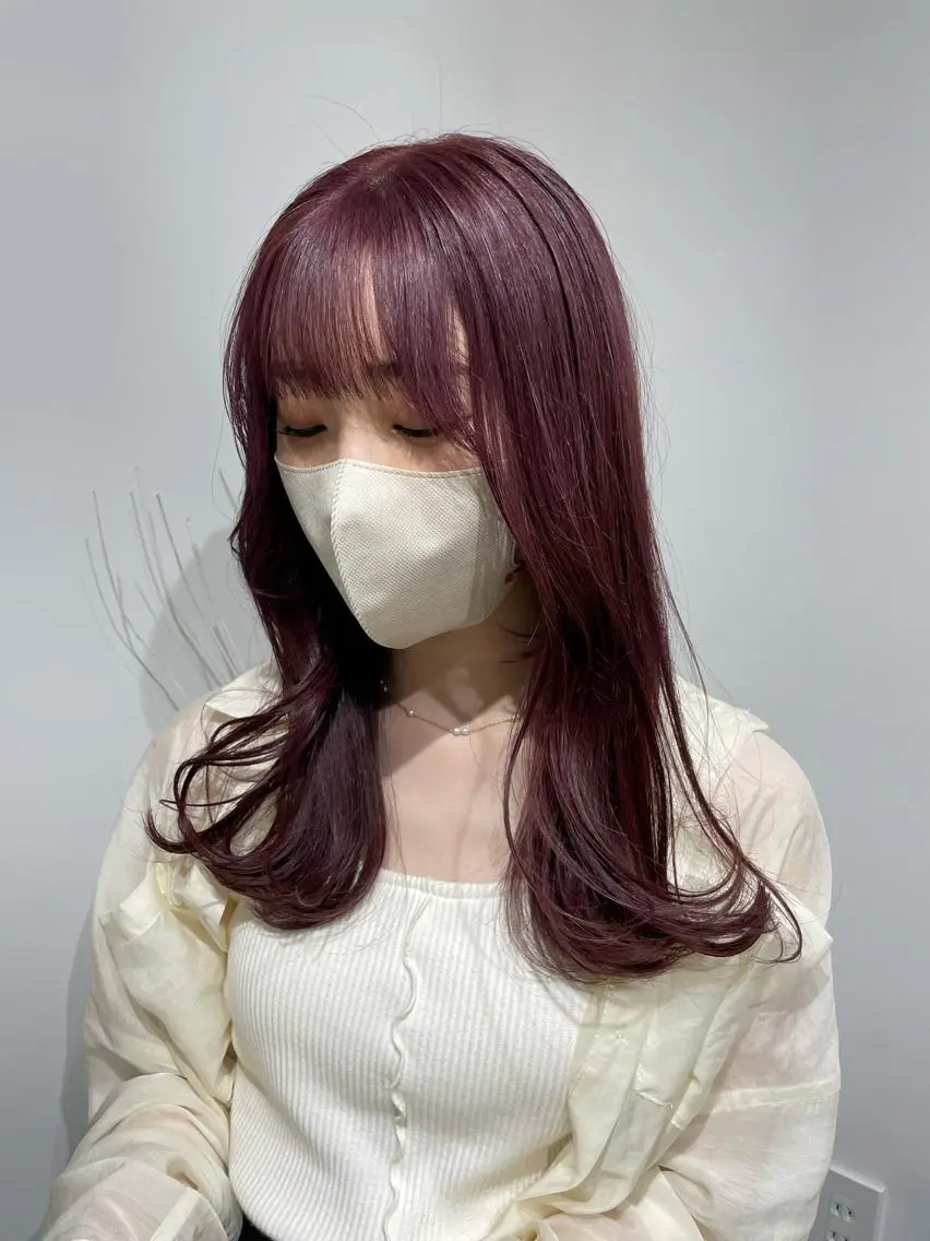ロング カラー ヘアアレンジ ブリーチ ラベンダーカラー ピンクカラー ピンクラベンダー カット ヘアカラー トリートメント 酸性縮毛矯正 梅田茶屋町 Juriのヘアスタイル