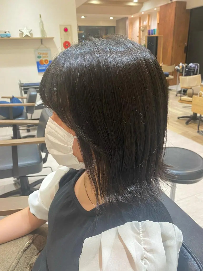 ミディアム 切りっぱなしボブ ボブ 韓国トレンドヘア しゅーやのヘアスタイル