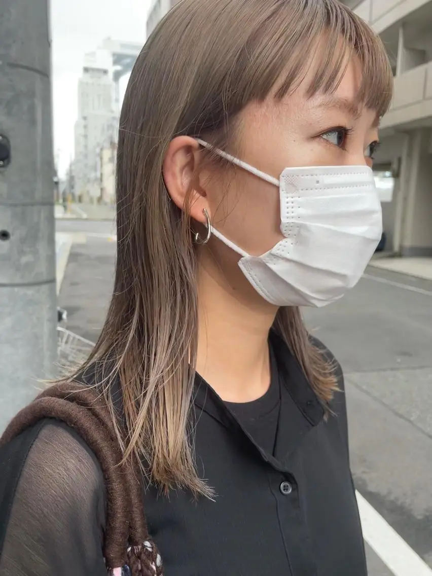 ミディアム カラー やまさきえりこ ニュアンスパーマのヘアスタイル