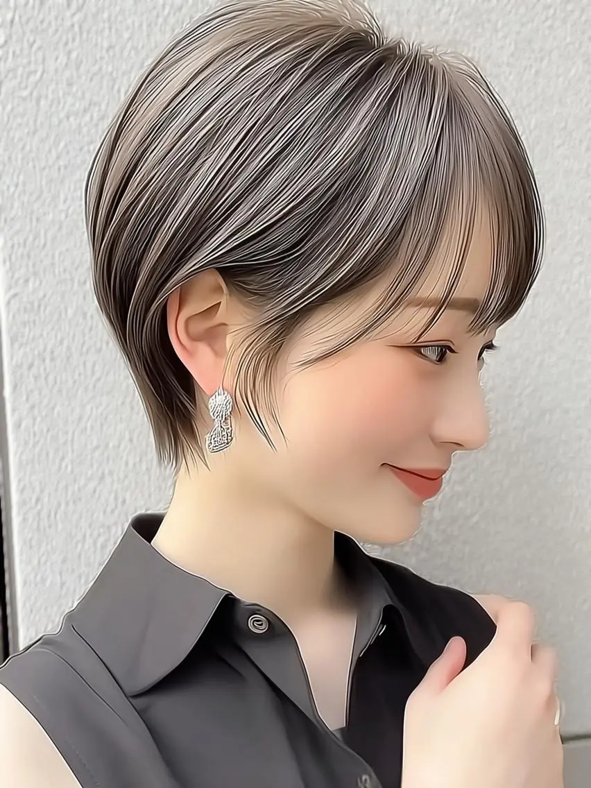 ショート カラー 髪質改善 韓国風ヘア トリートメント カット ヘアカラー トリートメント 船堀個室サロン ショートカット特化のヘアスタイル