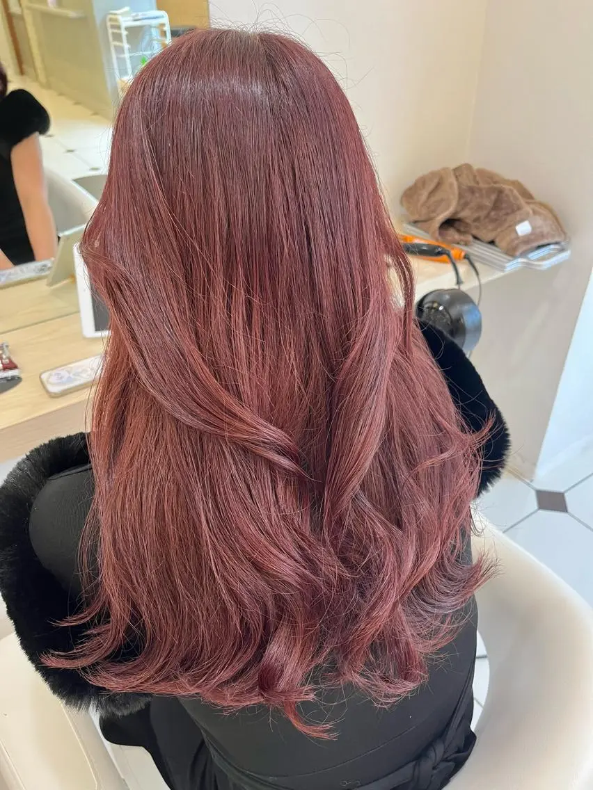 ロング カラー ブリーチ イルミナカラー ブリーチなしカラー ピンクカラー カラー職人 なかもと たつひろのヘアスタイル