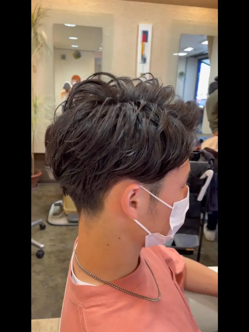 ミディアム パーマ メンズ メンズパーマ 赤司 泰樹のヘアスタイル