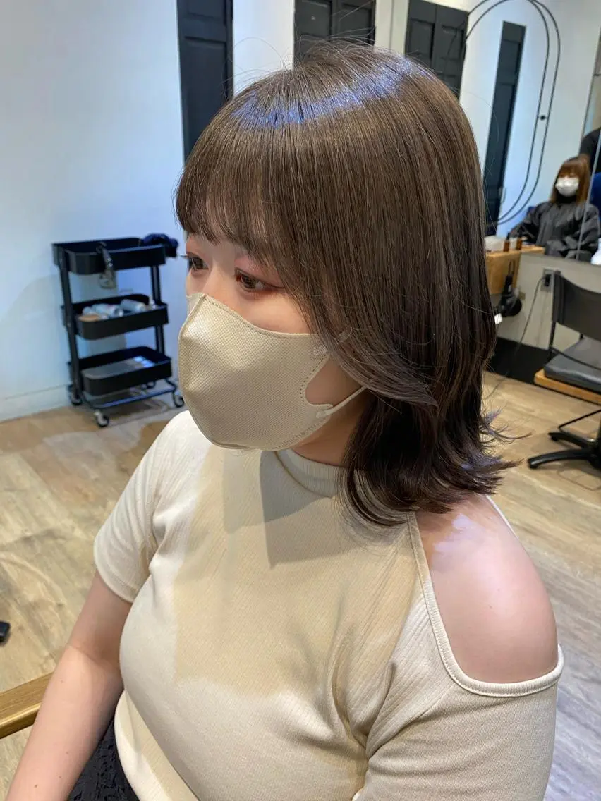 セミロング エギョモリ カット ヘアカラー トリートメント 新宿/顔周りカット +レイヤー=しずく♩のヘアスタイル