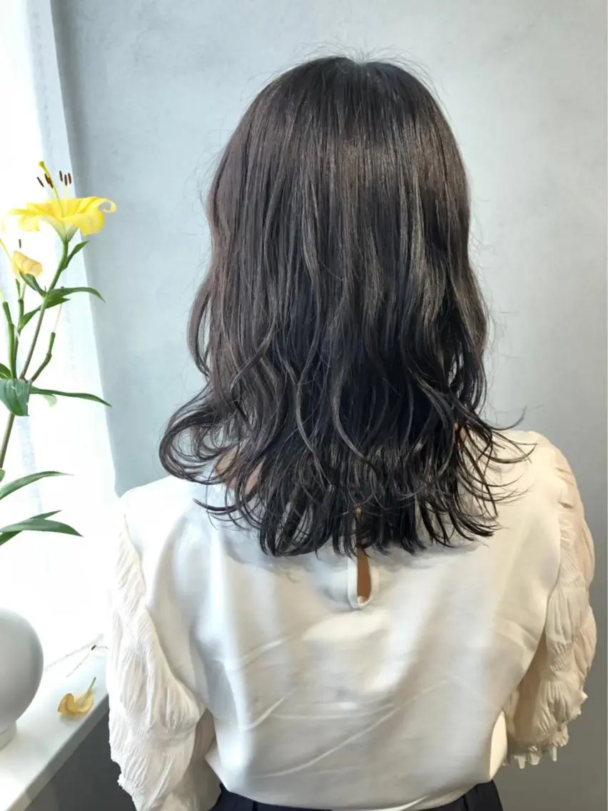 セミロング カラー パーマ ボブパーマコテ巻き風 パーマNo1深江秀平のヘアスタイル