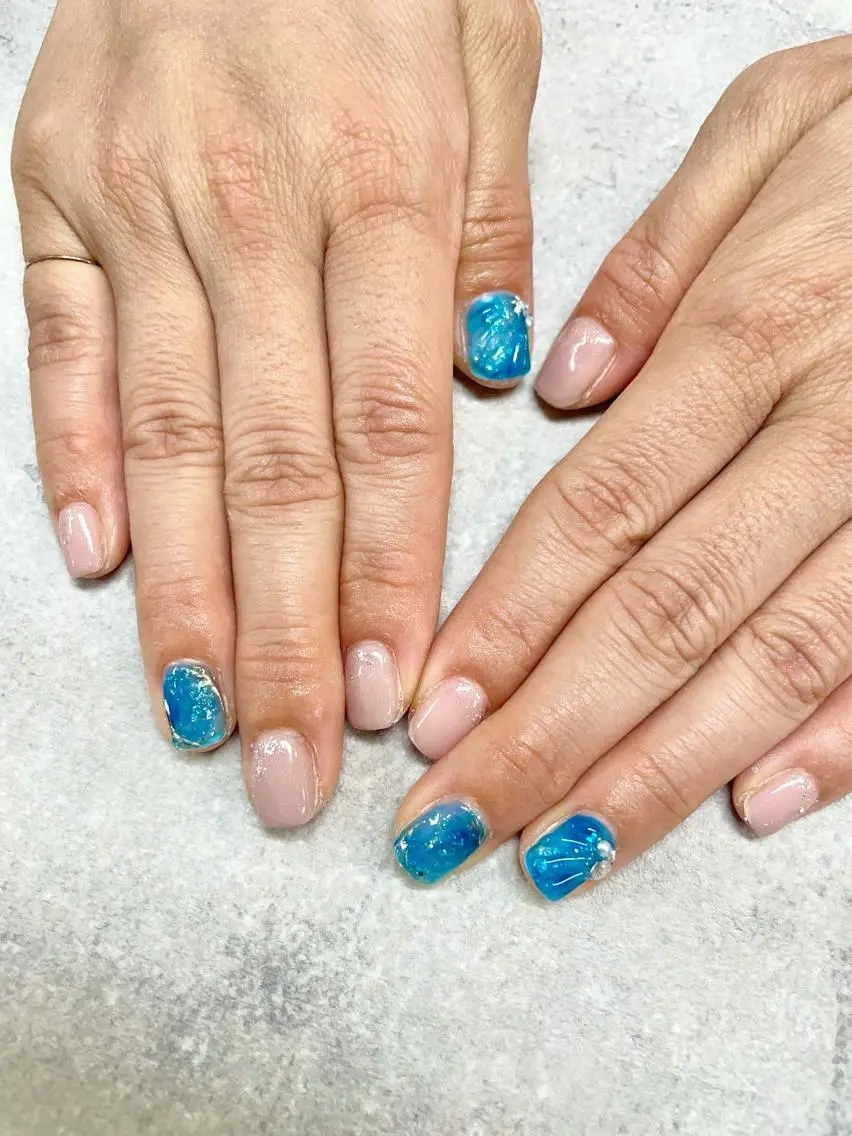 ネイル 大理石ネイル(マーブル) ミラーネイル ニュアンスネイル ハンドネイル ハンドケア FASTNAIL PLUS 新宿店のネイルデザイン