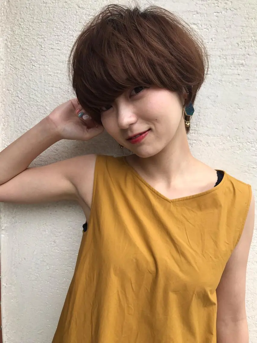ショート カラー パーマ ショートヘア ✨透明感カラー✨髪質 改善✨国分魚生のヘアスタイル