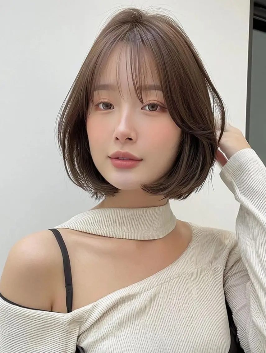 ミディアム 顔周りカット 髪質改善 韓国風ヘア レイヤーカット カット ヘアカラー FOCUS JAPAN4のヘアスタイル