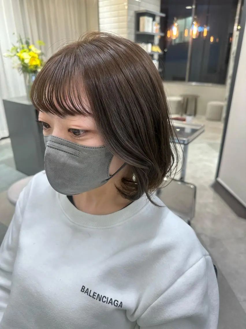 カラー オリーブカラー 水岡 佳奈美のヘアスタイル